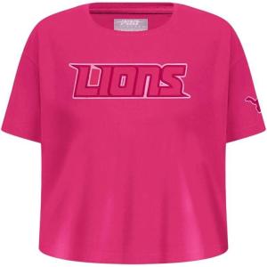 Pro Standard Big Girls NFL Detroit Lions Classic Triple Pink Short Sleeve Boxy Tee Beetroot Purple S