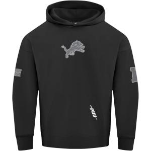 Pro Standard Mens NFL Detroit Lions Reverse French Terry Pull Over Hoodie Black M