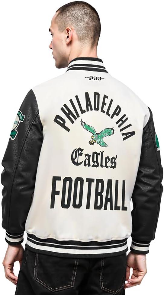 imagePro Standard Mens NFL Modern Originals Varsity JacketEggshell Black