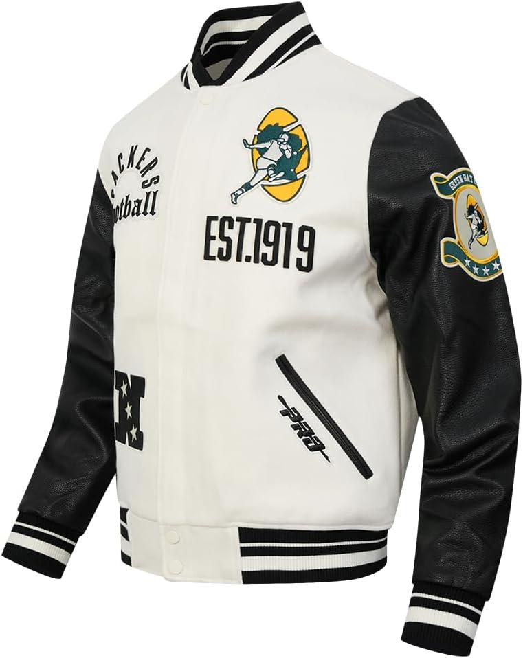 imagePro Standard Mens NFL Modern Originals Varsity JacketEggshell Black