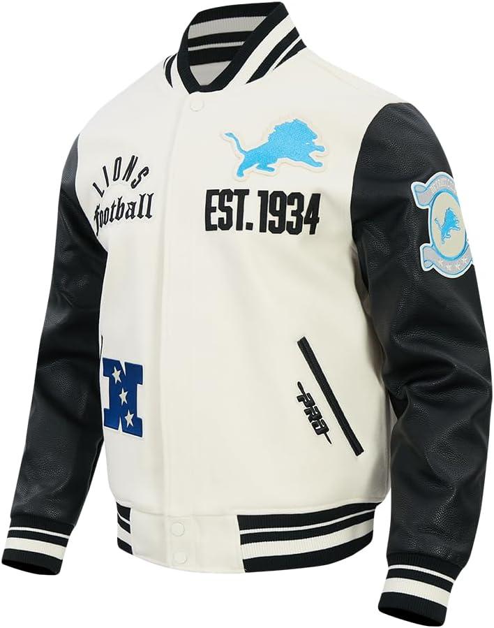imagePro Standard Mens NFL Modern Originals Varsity JacketEggshell Black
