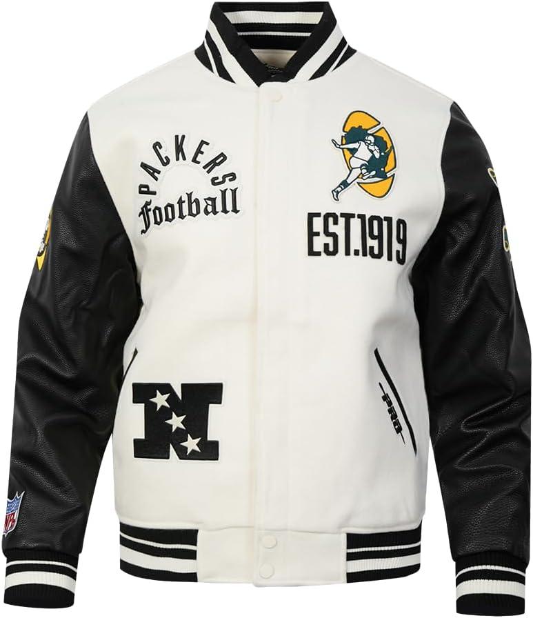 imagePro Standard Mens NFL Modern Originals Varsity JacketEggshell Black