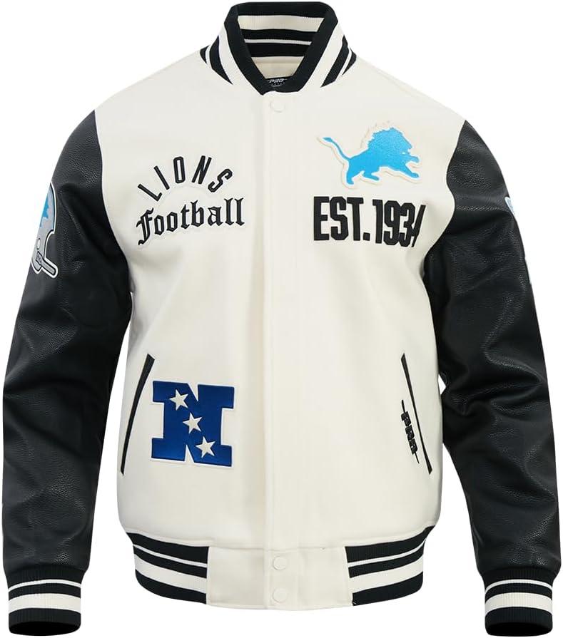 imagePro Standard Mens NFL Modern Originals Varsity JacketEggshell Black