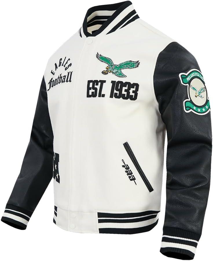 imagePro Standard Mens NFL Modern Originals Varsity JacketEggshell Black