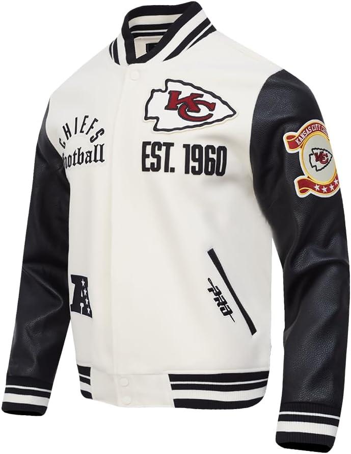 imagePro Standard Mens NFL Modern Originals Varsity JacketEggshell Black