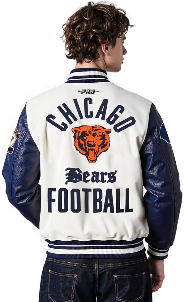 imagePro Standard Mens NFL Modern Originals Varsity JacketEggshell Midnight Navy