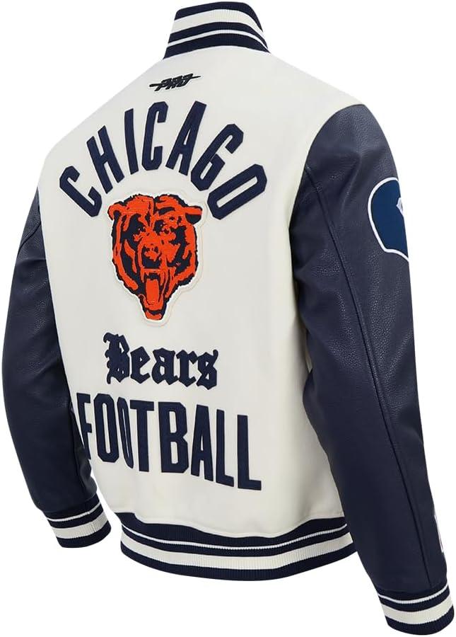 imagePro Standard Mens NFL Modern Originals Varsity JacketEggshell Midnight Navy