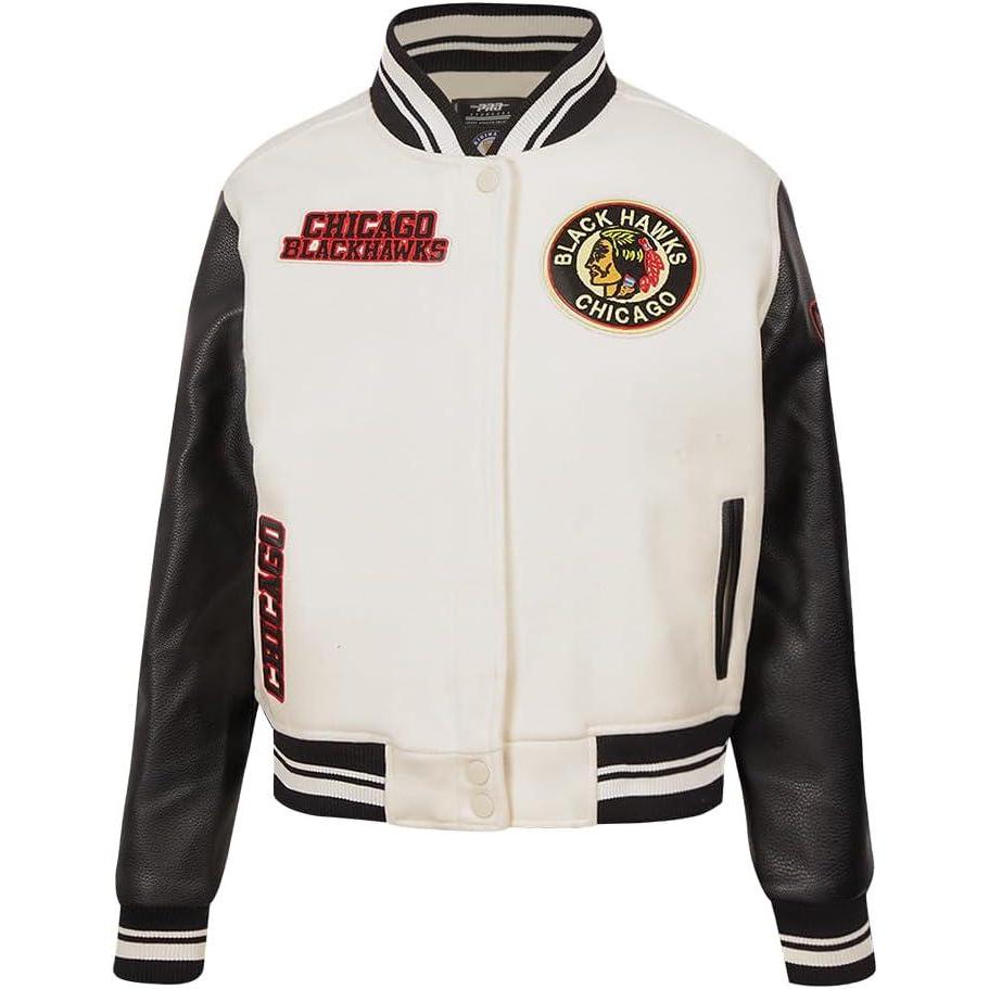 imagePro Standard NHL womens Womens Nhl Retro Classics Wool Varsity JacketEggshell Black