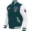PRO STANDARD Mens NBA Diy Pick Stitch Varsity Jacket(Forest Green/White)