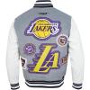 PRO STANDARD Mens NBA Diy Pick Stitch Varsity Jacket(Heather Grey/White/Black)