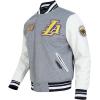 PRO STANDARD Mens NBA Diy Pick Stitch Varsity Jacket(Heather Grey/White/Black)