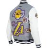 PRO STANDARD Mens NBA Diy Pick Stitch Varsity Jacket(Heather Grey/White/Black)