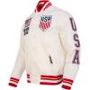 Pro Standard Mens USSF Classic Chenille Ribbed Satin Jacket(Eggshell/ Red)