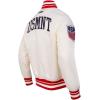 Pro Standard Mens USSF Classic Chenille Ribbed Satin Jacket(Eggshell/ Red)