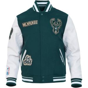 PRO STANDARD Mens NBA Diy Pick Stitch Varsity Jacket(Forest Green/White)
