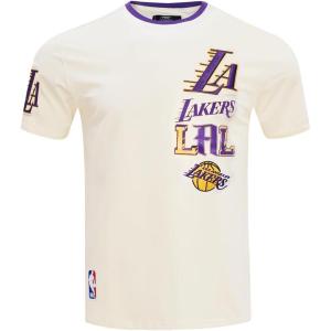PRO STANDARD Men’s NBA Retro Cascade Standard Cotton Short Sleeve Shirt(Eggshell/ Purple)