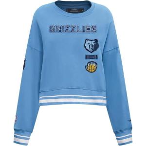 PRO STANDARD Womens NBA Retro Classics Brushed Back French Terry Crewneck Sweatshirt(University Blue)