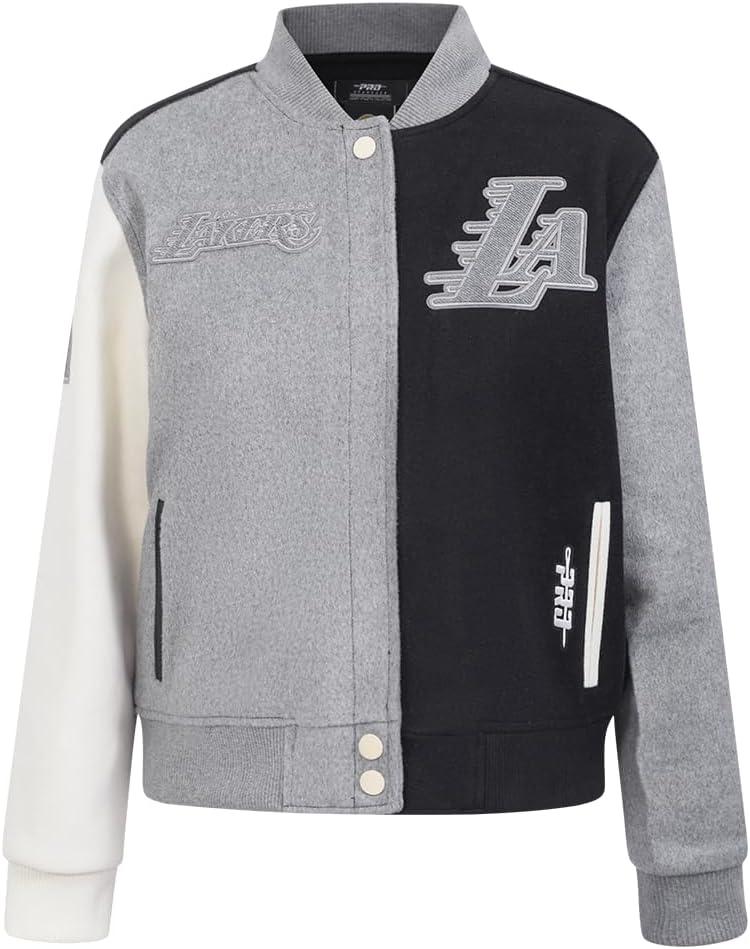 imageWomens NBA Reverse French Terry Wool Varsity JacketBlackGrayEggshell
