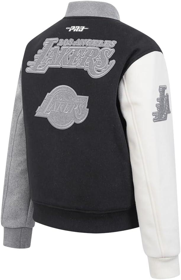 imageWomens NBA Reverse French Terry Wool Varsity JacketBlackGrayEggshell