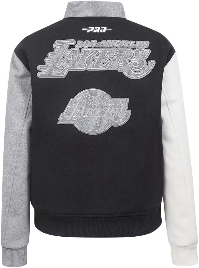 imageWomens NBA Reverse French Terry Wool Varsity JacketBlackGrayEggshell