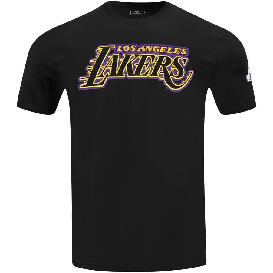 imagePro Standard Mens NBA Classic Chenille Cotton Short Sleeve TeeBlack