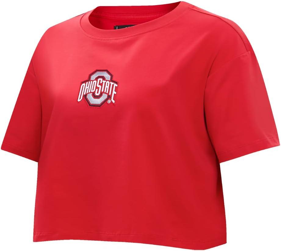 imagePro Standard NCAA Womens Womens College Wingspan Cotton Short Sleeve Boxy TeeRed