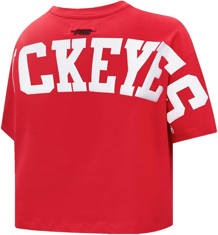imagePro Standard NCAA Womens Womens College Wingspan Cotton Short Sleeve Boxy TeeRed