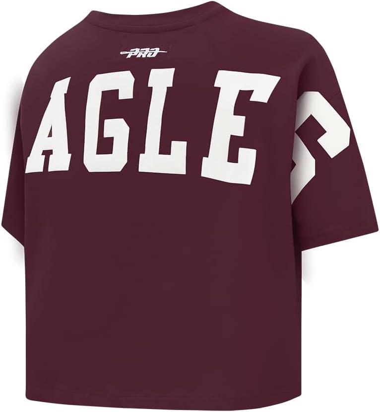 imagePro Standard NCAA Womens Womens College Wingspan Cotton Short Sleeve Boxy TeeWine