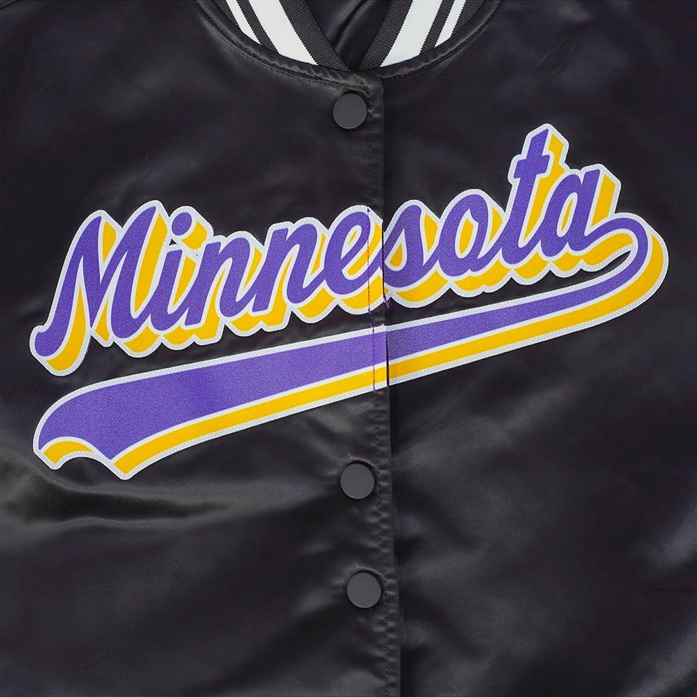 imagePro Standard Womens NFL Minnesota Vikings Script Tail Satin Jacket Black S