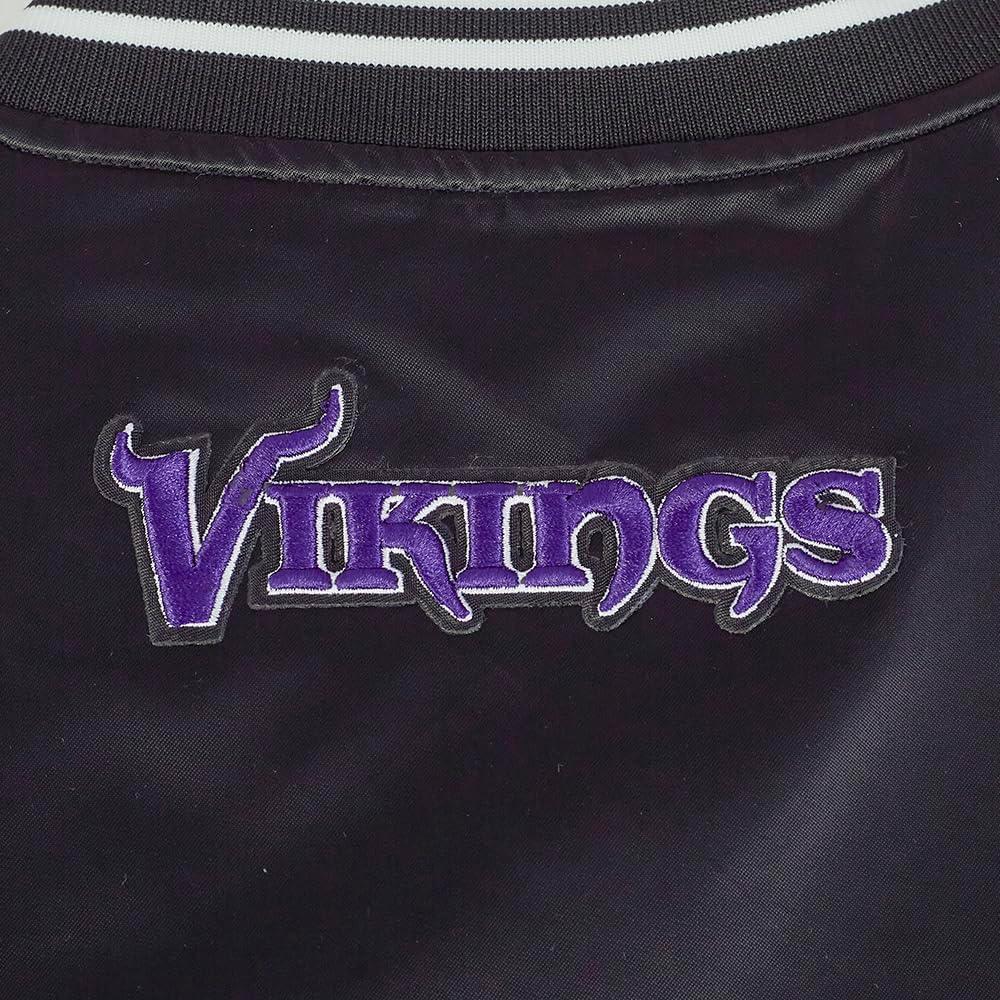 imagePro Standard Womens NFL Minnesota Vikings Script Tail Satin Jacket Black S