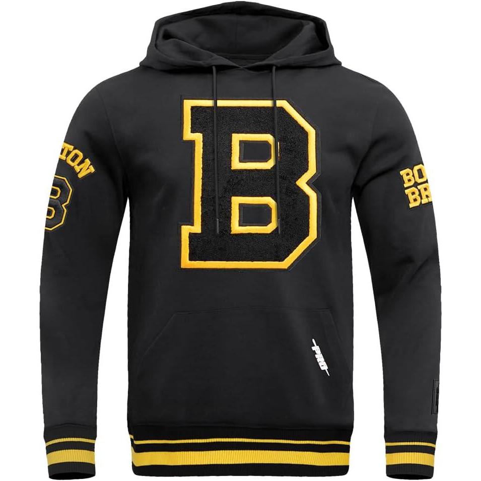 imagePro Standard Mens NHL Retro Classics Brushed Back French Terry Pull Over HoodieBlackYellow