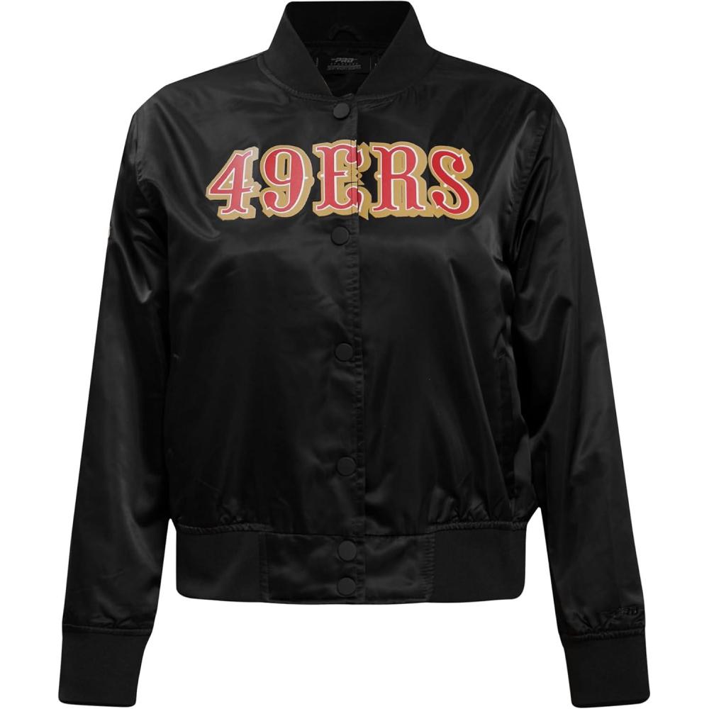 imagePro Standard Womens NFL San Francisco 49ers Classic Chenille Satin Jacket Black S