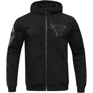 Pro Standard Mens NBA Chicago Bulls Classic Triple Black Full Zip Hoodie Black M