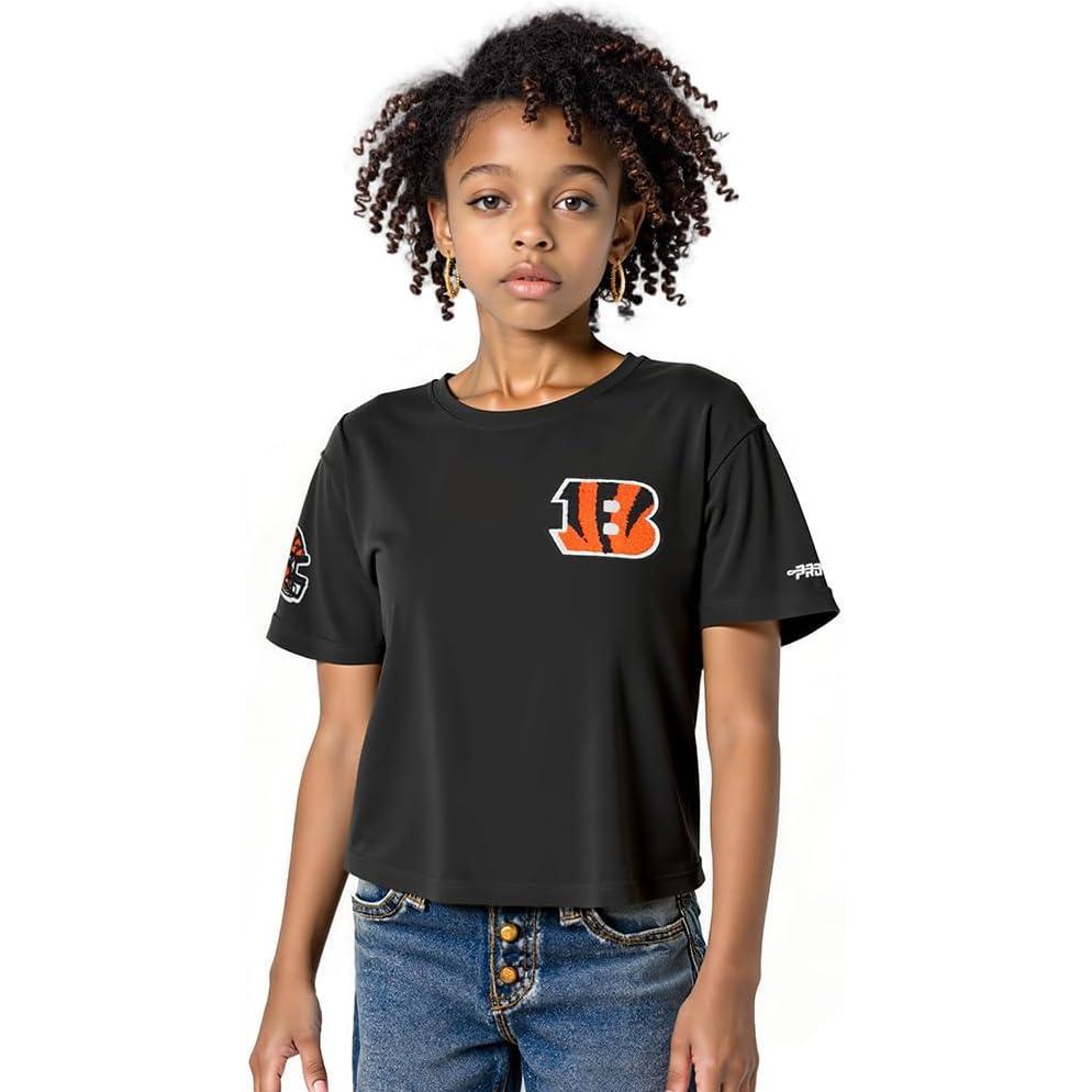 imagePro Standard Big Girls NFL Cincinnati Bengals Classic Essentials Short Sleeve Boxy Tee Black S