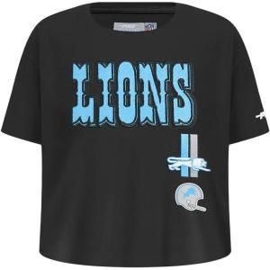 Pro Standard Big Girls NFL Detroit Lions Retro Classics Short Sleeve Boxy Tee Black M