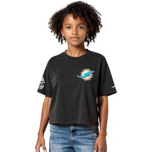 Pro Standard Big Girls NFL Miami Dolphins Classic Essentials Short Sleeve Boxy Tee Black M