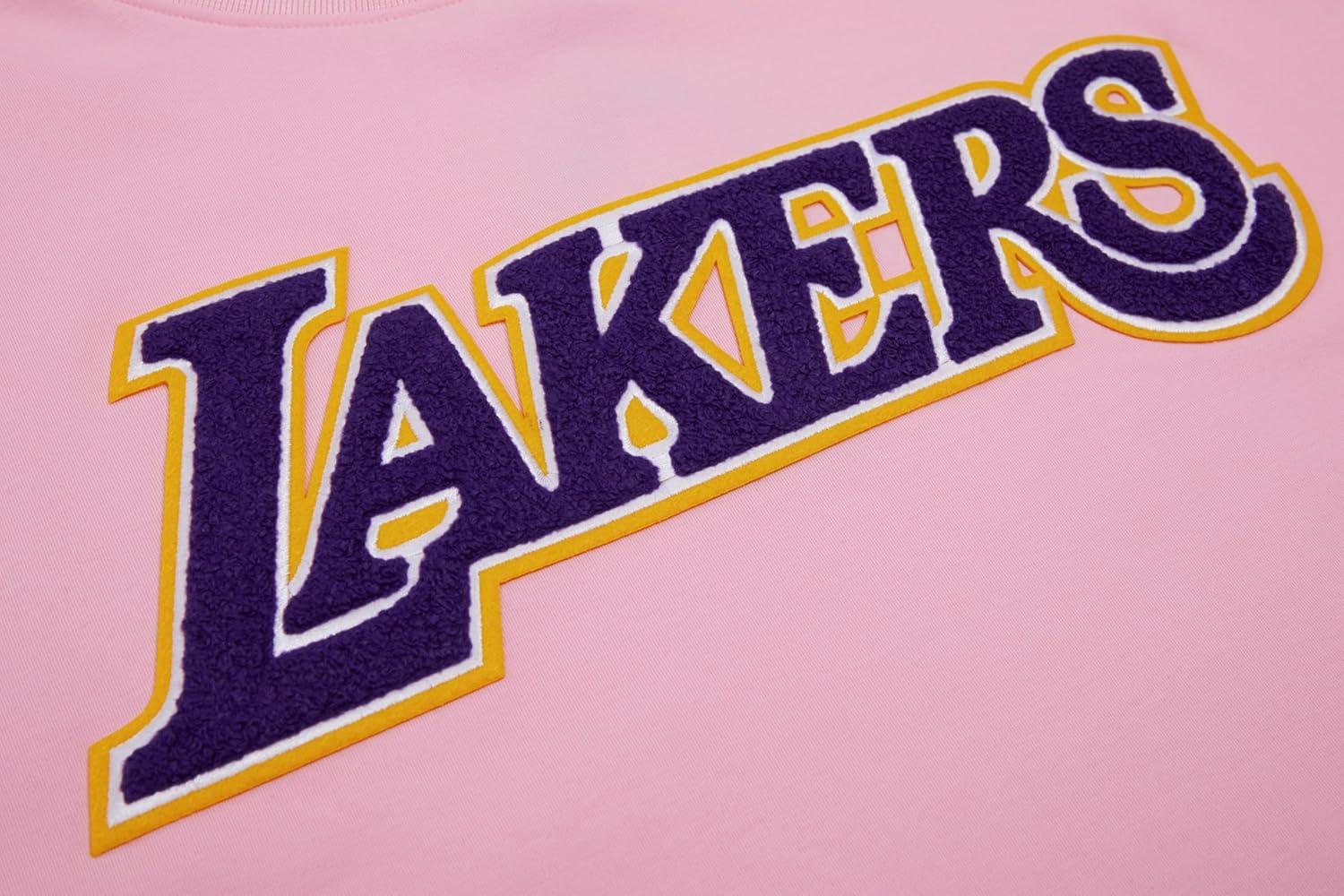 imagePro Standard Mens NBA Los Angeles Lakers Classic Chenille Short Sleeve Tee Pink XL