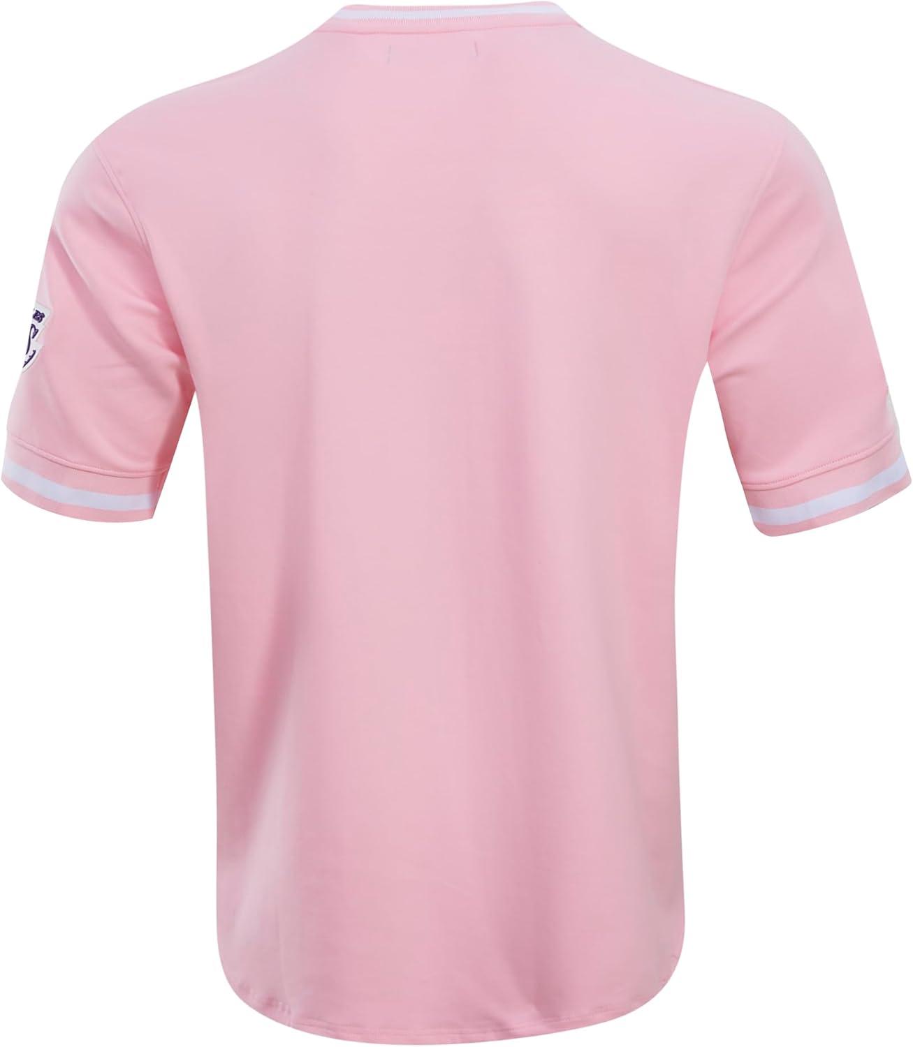 imagePro Standard Mens NBA Los Angeles Lakers Classic Chenille Short Sleeve Tee Pink XL