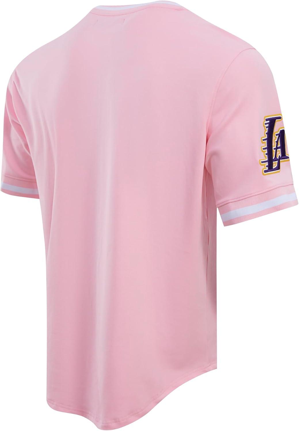 imagePro Standard Mens NBA Los Angeles Lakers Classic Chenille Short Sleeve Tee Pink XL