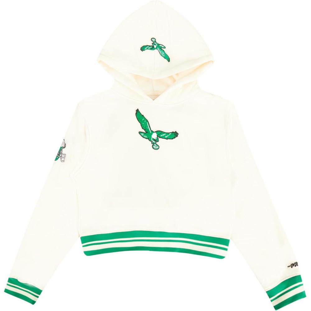 imagePro Standard Big Girls NFL Retro Classics Pull Over HoodieEggshell Kelly Green