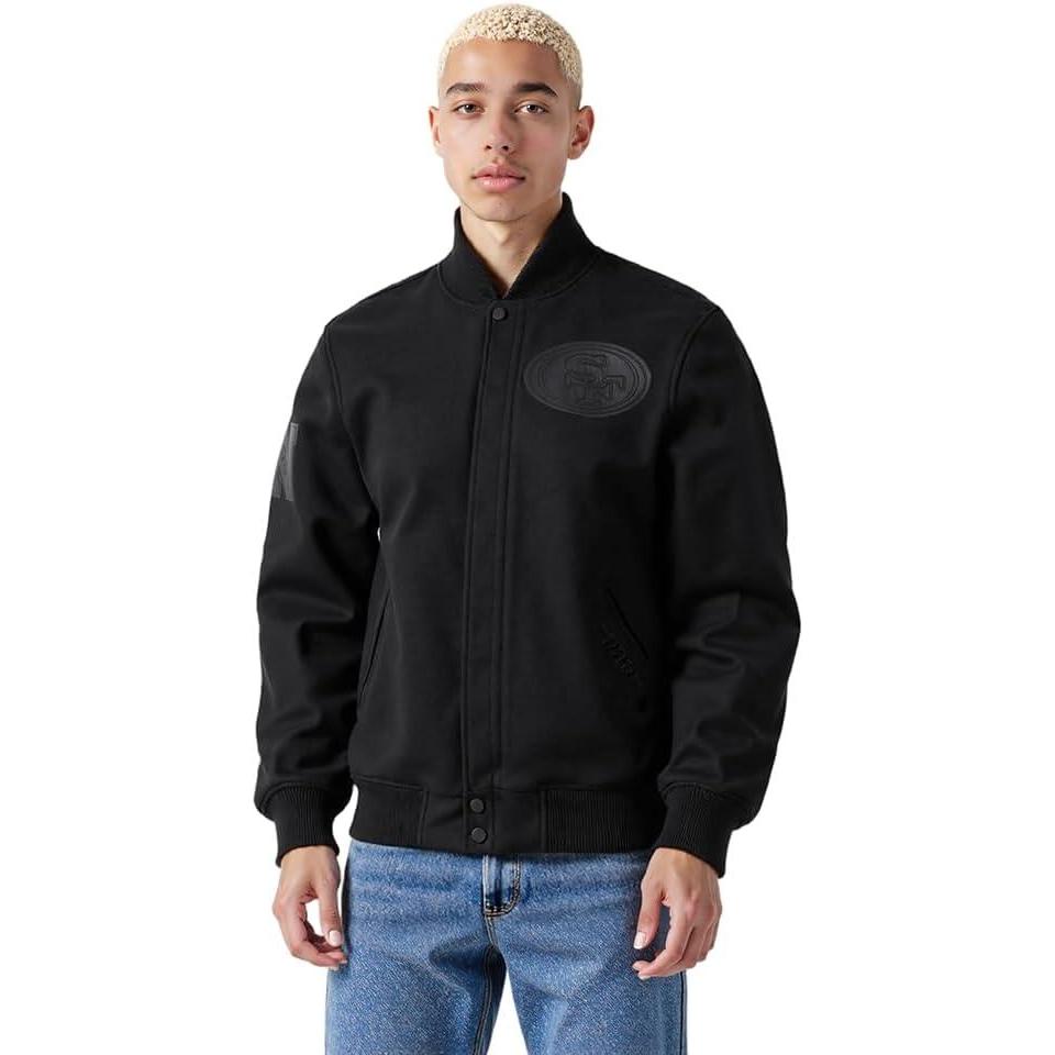 imagePro Standard Mens NFL Washed Vanguard Varsity JacketBlack