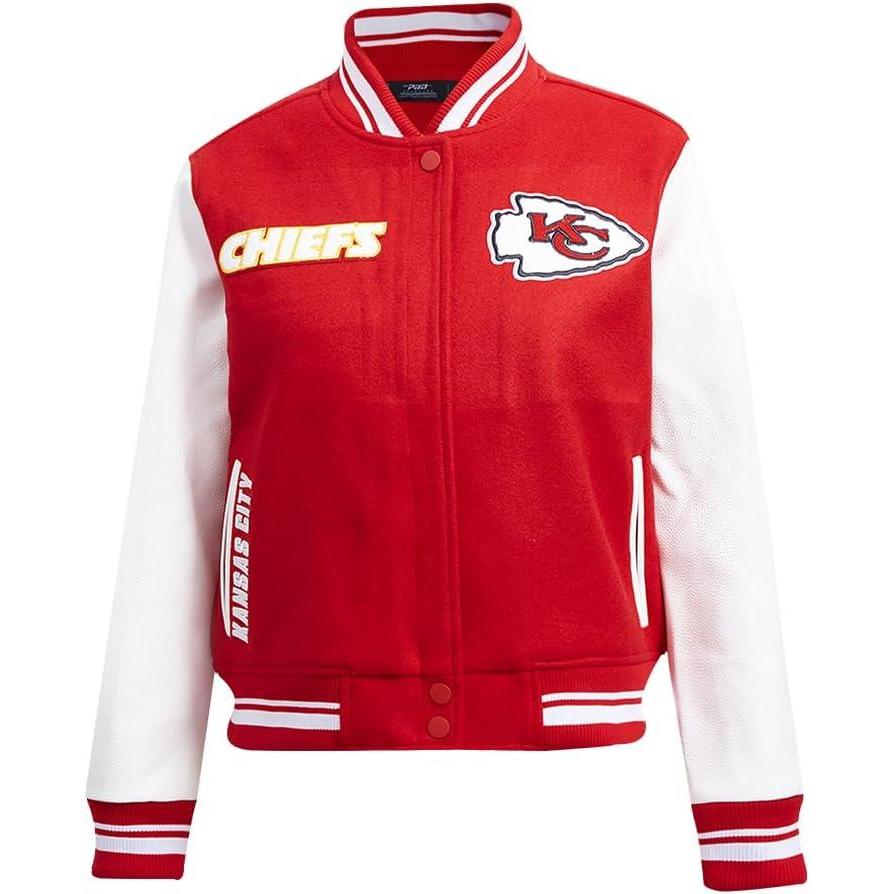 imagePro Standard Womens NFL Kansas City Chiefs Retro Classics Varsity Jacket RedWhite M