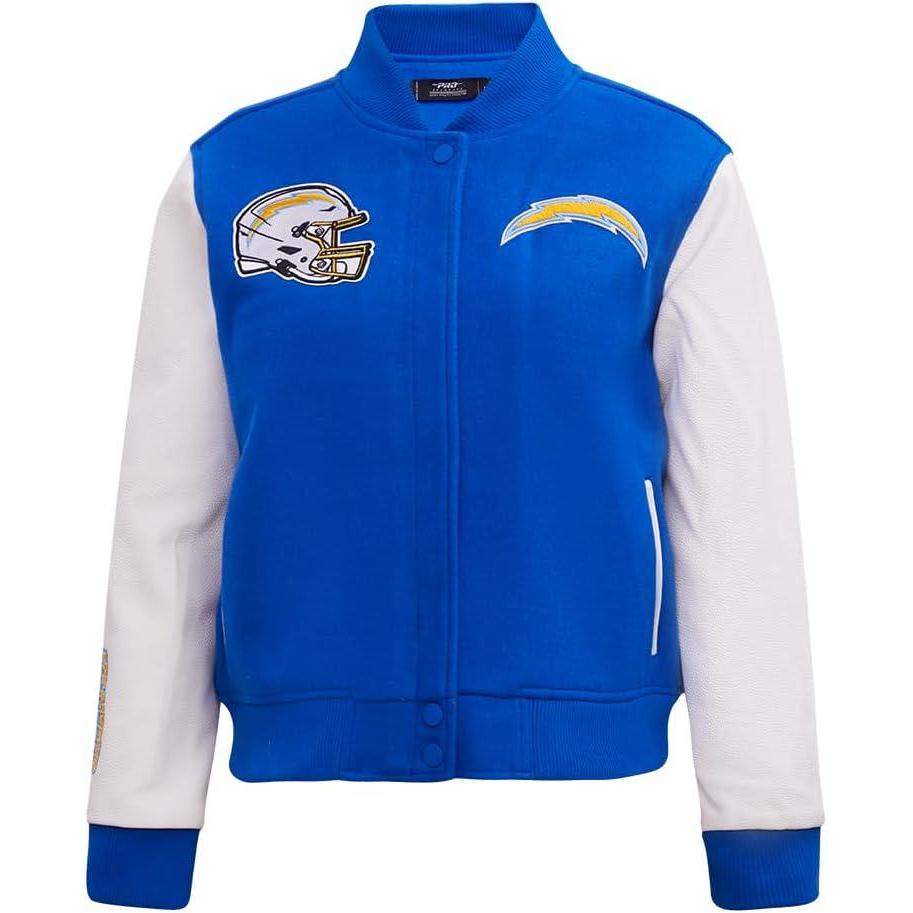 imagePro Standard Womens NFL Los Angeles Chargers Classic Chenille Varsity Jacket Royal BlueWhite L