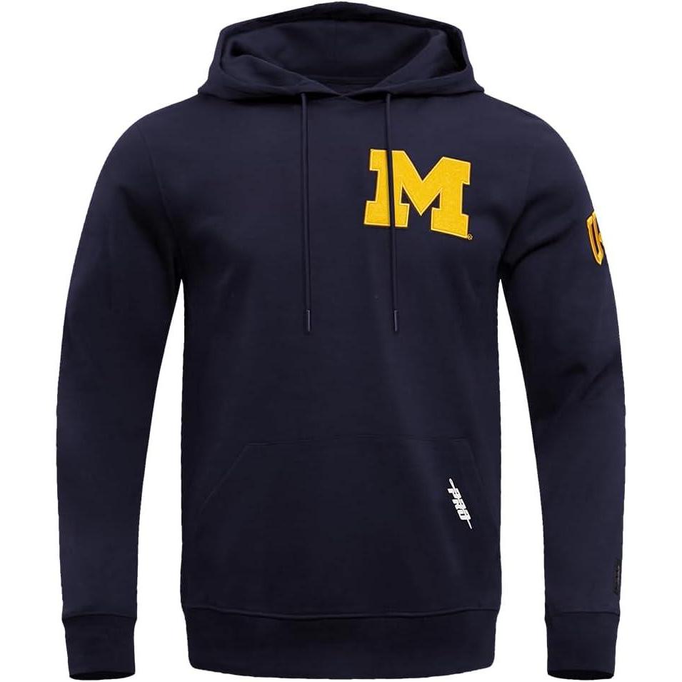 imagePro Standard Mens College University Of Michigan College Classic Chenille Pull Over Hoodie Midnight Navy XL