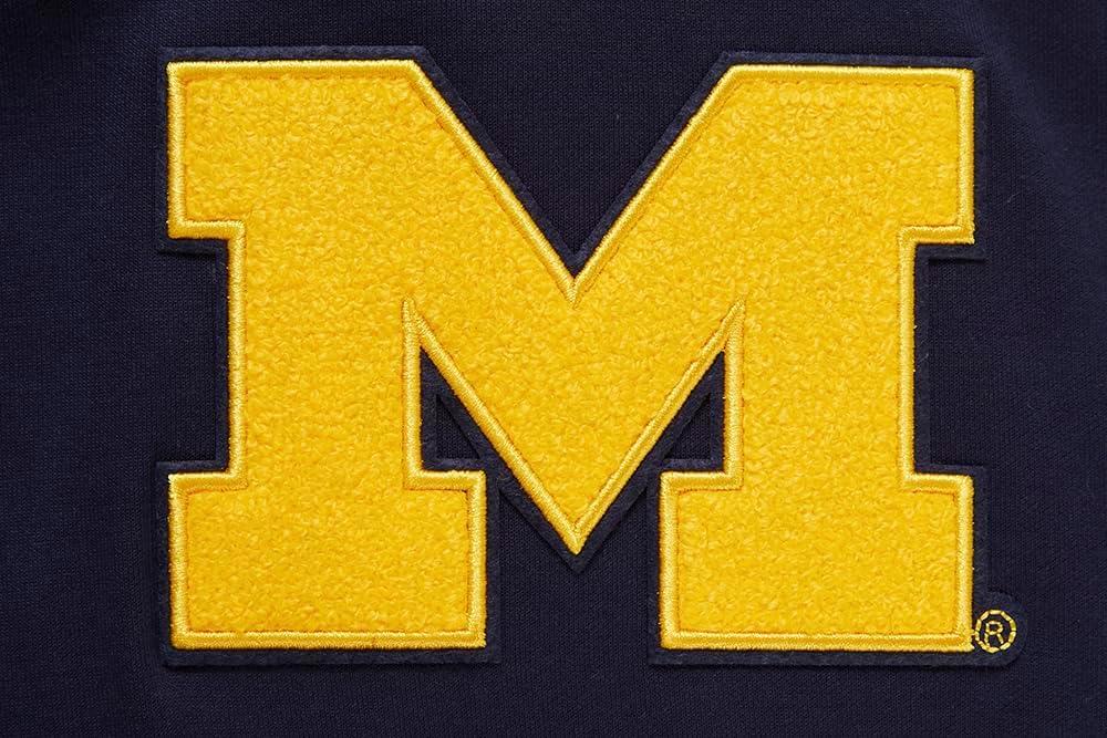 imagePro Standard Mens College University Of Michigan College Classic Chenille Pull Over Hoodie Midnight Navy 2XL