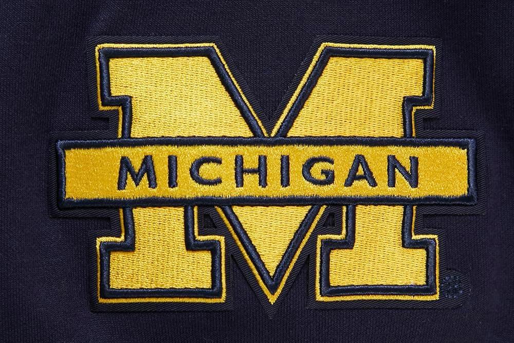 imagePro Standard Mens College University Of Michigan College Classic Chenille Pull Over Hoodie Midnight Navy 2XL