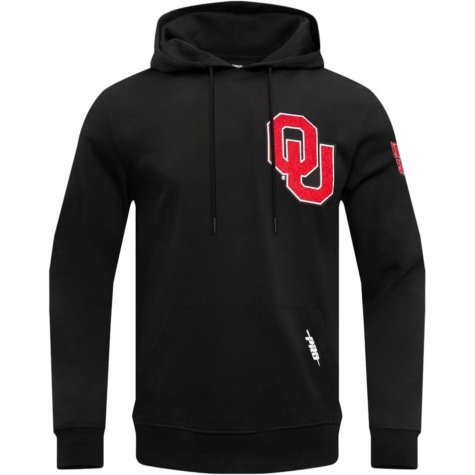 imagePro Standard Mens College University Of Oklahoma College Classic Chenille Pull Over Hoodie Black 2XL
