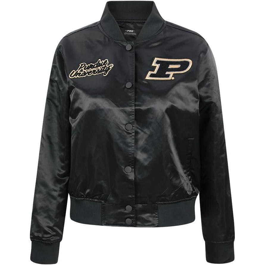 imagePro Standard Womens College Purdue University Classic Essentials Satin Jacket Black Xl