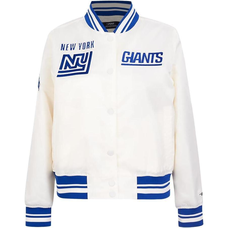 imagePro Standard Womens NFL New York Giants Retro Classics Satin Jacket EggshellDodger Blue XS