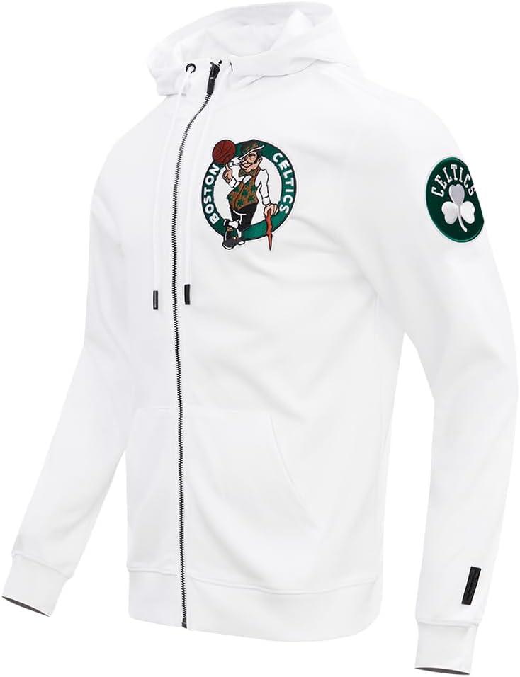 imagePro Standard Mens NBA Boston Celtics Classic Chenille Full Zip Hoodie White 3Xl